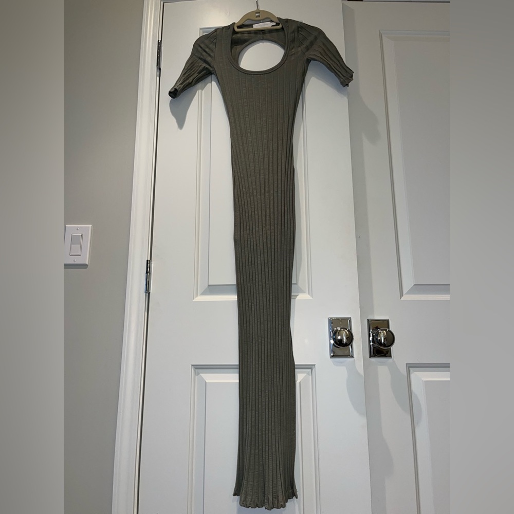 Jonathan Simkhai ribbed long dress with side slit and back cutout. Size XS.